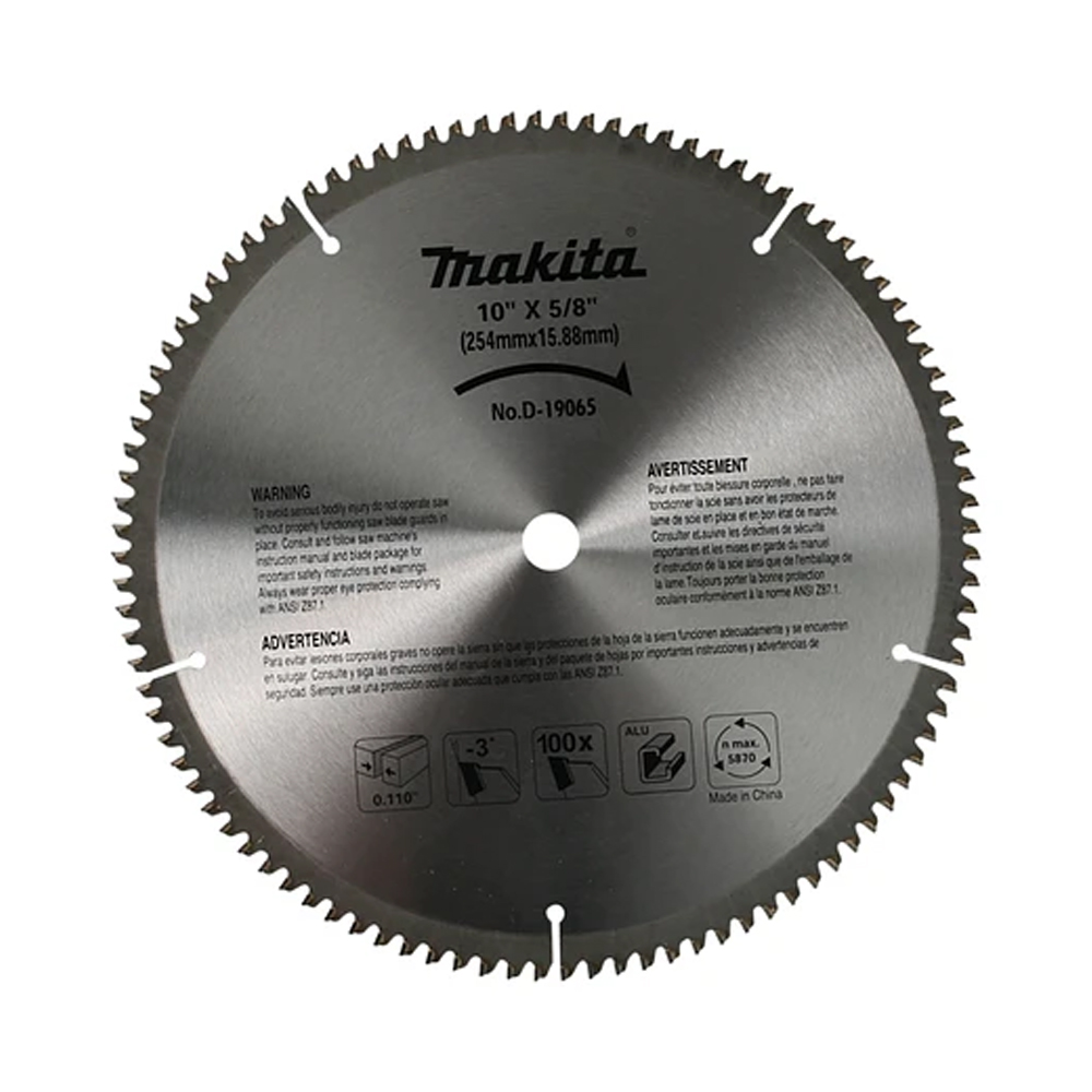 [MAA-D-19065-1] DISCO C/PASTILLAS DE CARBURO P/SIERRA CIRCULAR DE 10" X 5/8" X 100 D TCG PARA ALUMINIO