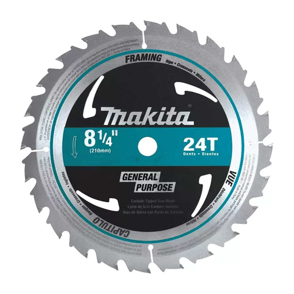 DISCO C/PASTILLAS DE CARBURO P/SIERRA CIRCULAR DE 8-1/4" X 5/8 X 24 DIENTES P/MADERA