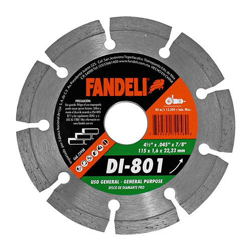 DISCO DE DIAMANTE SEGMENTADO (DI-801) 4 1/2X0.07X7/8