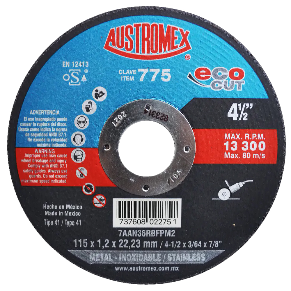 DISCO P/CORTE SUPERDELGADO 4 1/2 X 3/64 X 7/8 AC/INOX ECO-CUT (SUPER ECONOMICO)£