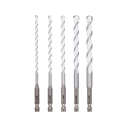 KIT DE BROCAS DE CARBURO DE 5 PZAS SHOCKWAVE P/MATERIALES MÚLTIPLES KIT (5/32-3/16-1/4-5/16-3/8) ZANCO 1/4