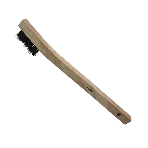 MINI CEPILLO DE NYLON CON MANGO DE MADERA PARA LIMPIEZA MANUAL DE SUPERFICIES METALICAS