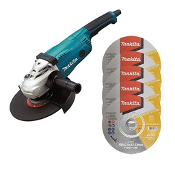 [MAK-GA9020+C01] COMBO ESMERILADORA DE 9 (6,000 RPM) 2,200 W + 5 DISCOS D-75574 MAKITA