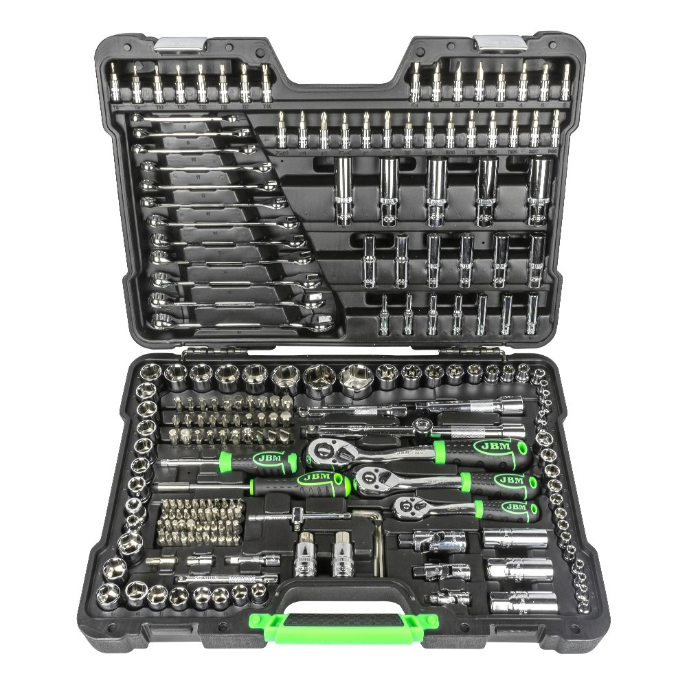JUEGO DE MECANICO DE 216 PZAS DE 1/2 3/8 Y 1/4 C/12 LLAVES COMBINADAS MM Y PUNTAS DIVERSAS PARA DADOS Y DESTORNILLADOR DADOS LARGOS Y CORTOS MM CROMADO C/ESTUCHE