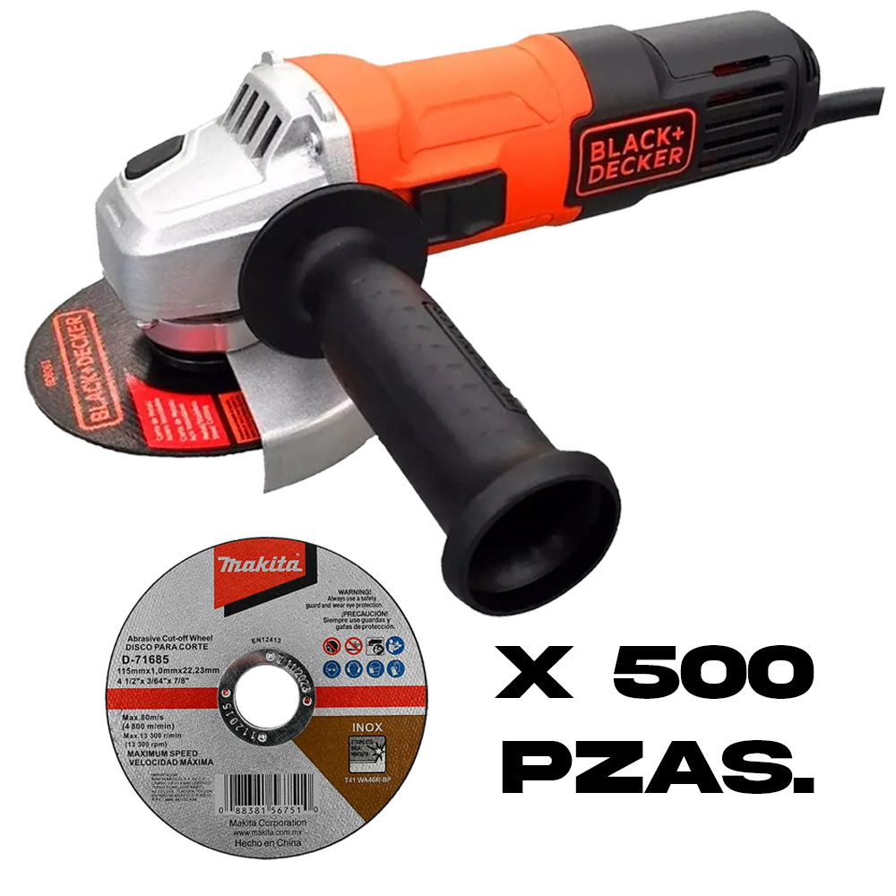 [MAA-D-71685+C01] COMBO DE 500 DISCOS DE CORTE 4-1/2 MAKITA D-71685 + MINIESMERILADORA 4-1/2 650 WATTS BLACK & DECKER
