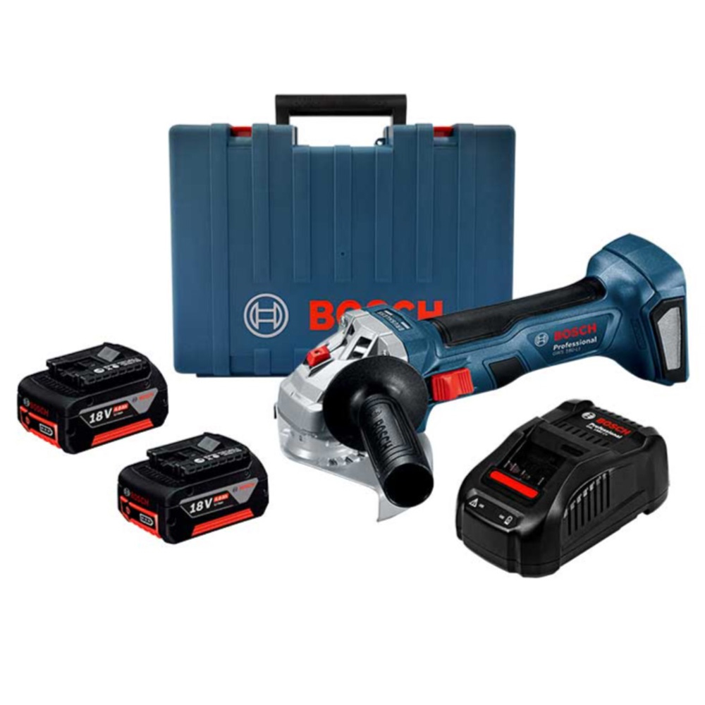 COMBO MINIESMERILADORA INALAMBRICA 4-1/2 DE 18 V BRUSSLESS C/2 BATERIAS DE 4 AMP Y CARGADOR