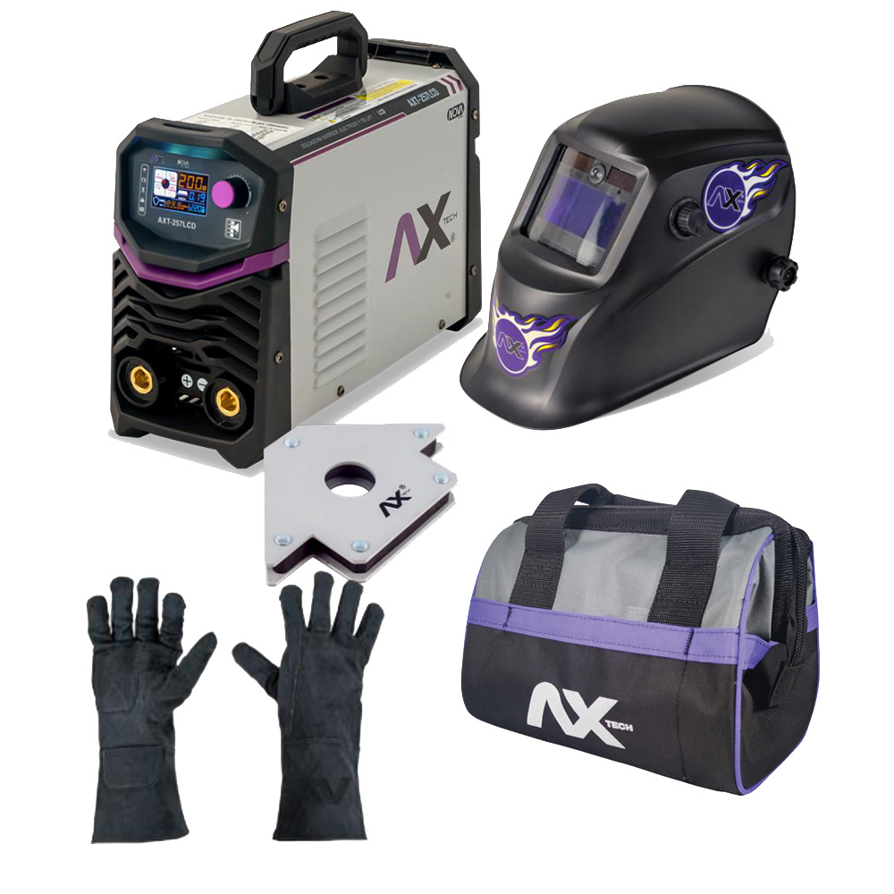 COMBO SOLDADORA/INVERSOR 250 AMP BIVOLTAJE+MOCHILA P/HERR+CARETA+GUANTES+ESQUINA MAGNETICA