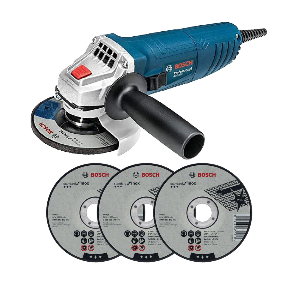 COMBO MINIESMERILADORA DE 4-1/2 850 WATTS MOD GWS 800 + 3 DISCOS DE CORTE 2608603170 BOSCH