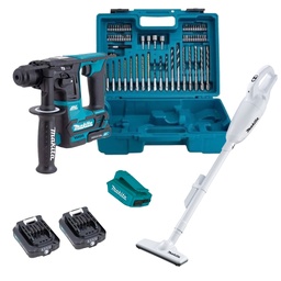 [MAK-HR140DWYE1+C01] COMBO ROTOMARTILLO SDS PLUS 9/16 INALAM. 12 VOLTS C/2 BAT DE 1.5 AMPS+ESTUCHE C/55 ACCESORIOS+ASPIRADORA INALAM. DE 12 VOLT+CONVERTIDOR DE VOLTAJE C/USB