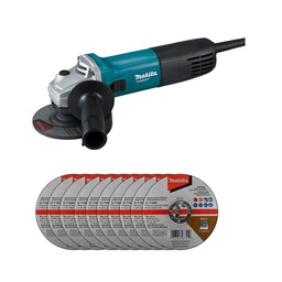 [MMT-M9510B+C01] COMBO MINIESMERILADORA 4 1/2 850 WATTS + 10 DISCOS MAKITA DE CORTE 4 1/2 D71685 GRATIS