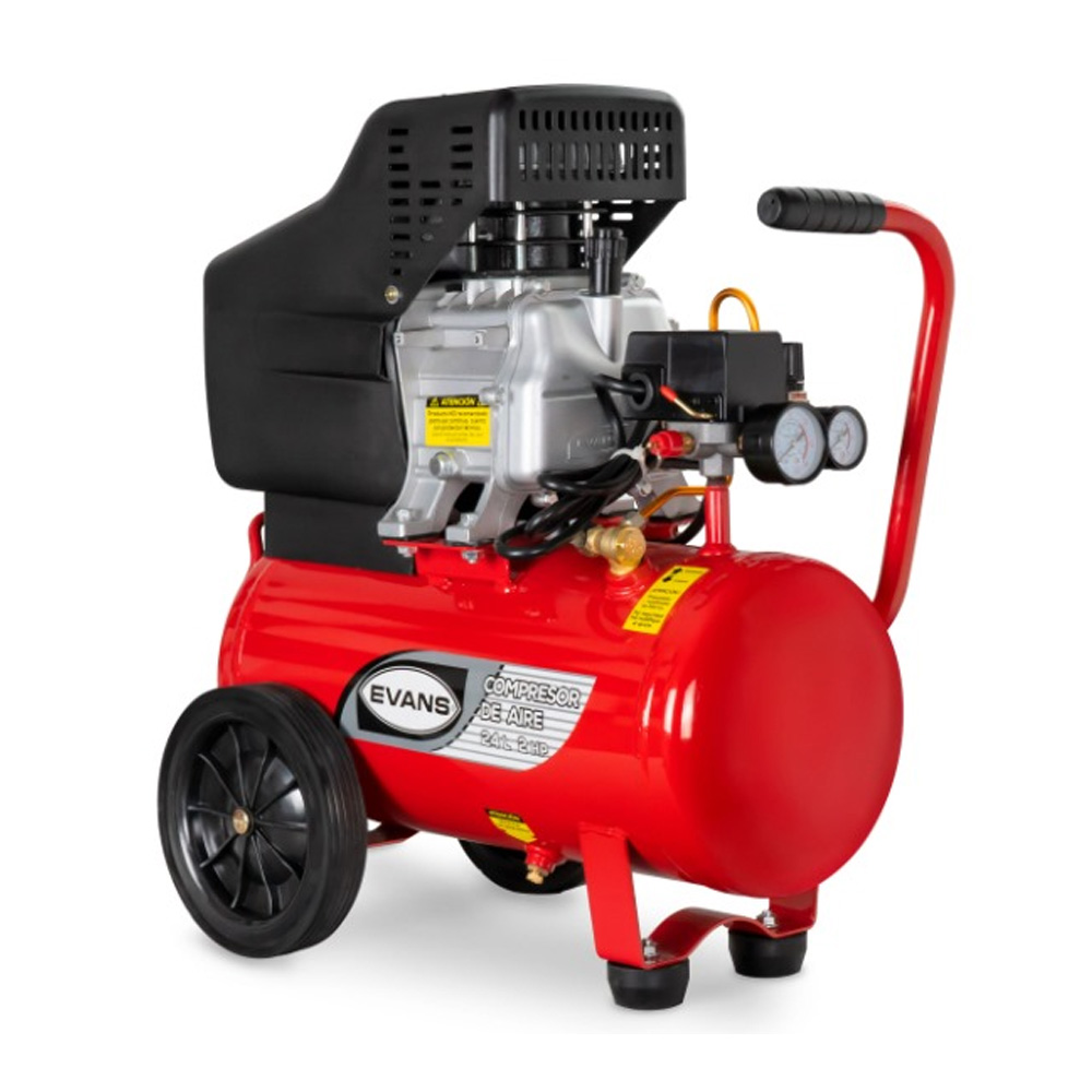 [EVA-EC07ME200-024] COMPRESOR COAXIAL LUBRICADO DE 2 HP CON TANQUE DE 24 LITROS PORTATIL (NO LLEVA BANDA)