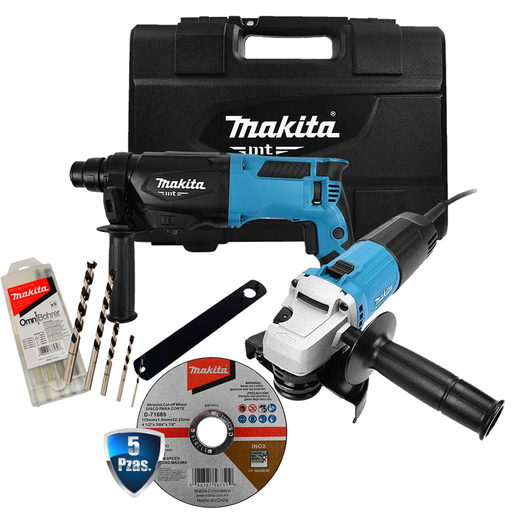 [MMT-MTK0005B+C01] COMBO ROTOMARTILLO SDS PLUS 800 W M8701B+MINIESMERILADORA 4 1/2 MAKITA M0901B+10 DISCOS D/CORTE D-71685 GRATIS