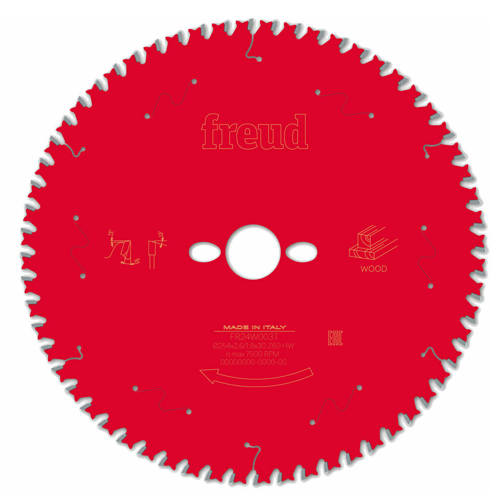 DISCO C/PASTILLAS DE CARBURO FREUD 10 X 60 DPP X 5/8 P/MADERA ACABADO FINO (MOD. DIABLO D1060X)