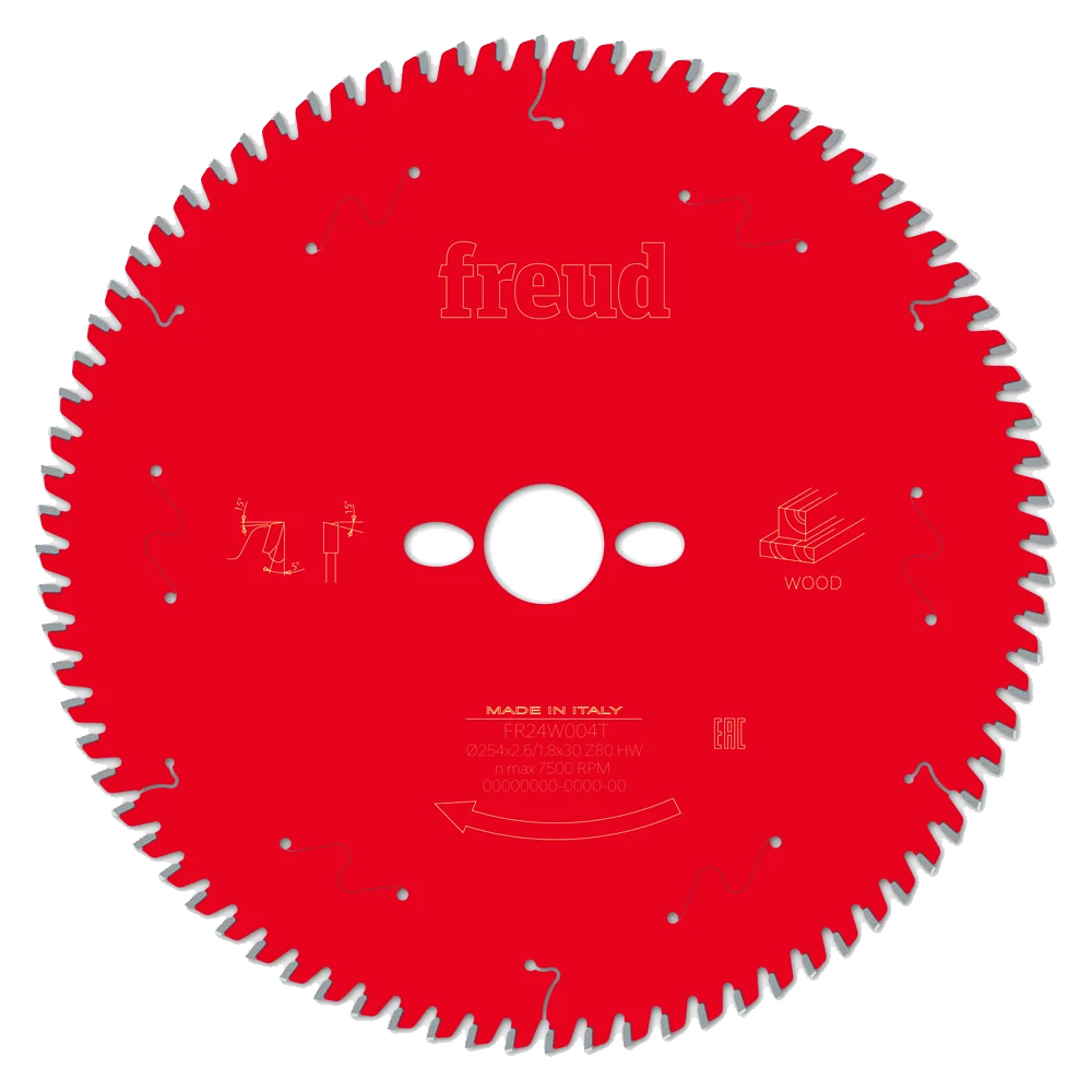 DISCO C/PASTILLAS DE CARBURO FREUD 10 X 80 DPP PARA MADERA ACABADO ULTRAFINO