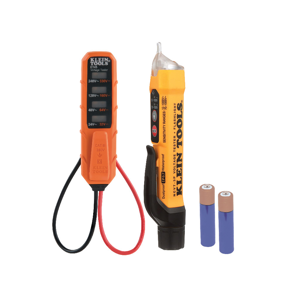 COMBO PARA PRUEBAS ELECTRICAS C/DETECTOR VOLTAJE S/CONTACTO C/LINTERNA NCVT-3P+PROBADOR DE VOLTAJE AC/DC ET45