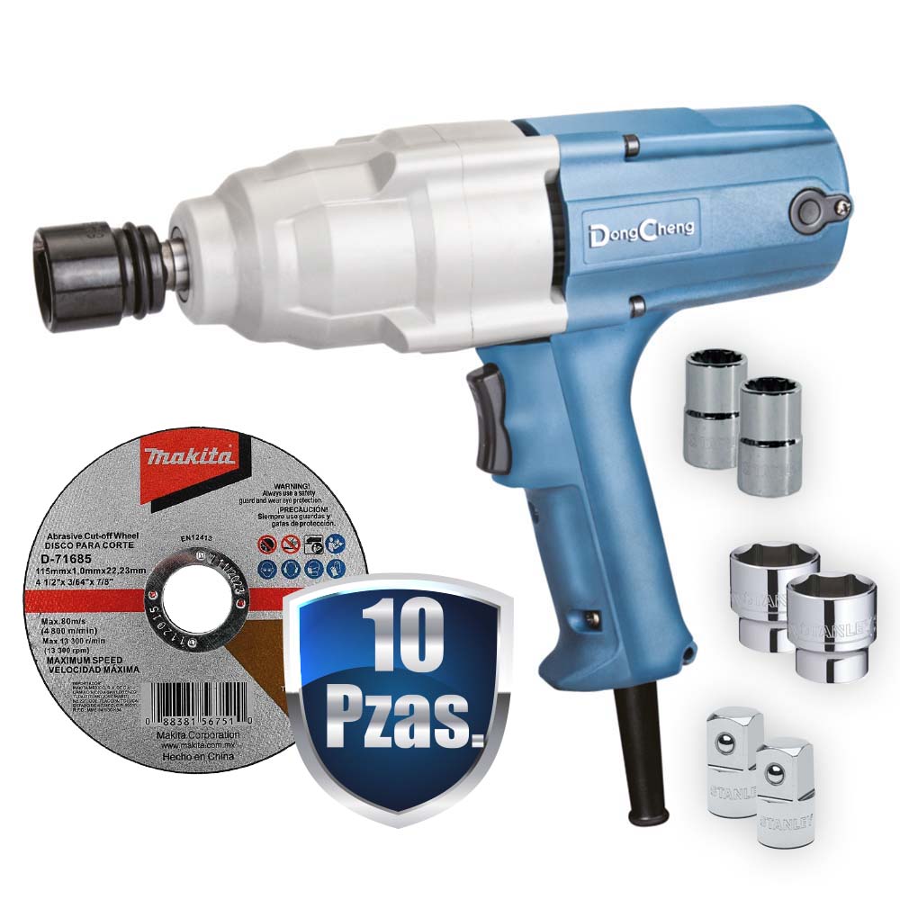 [DCH-DPB20S+C01] COMBO LLAVE DE IMPACTO 1/2 DE 450 WATTS ELECTRICA +6 DADOS Y ADAPT STANLEY+10 DISCOS MAKITA