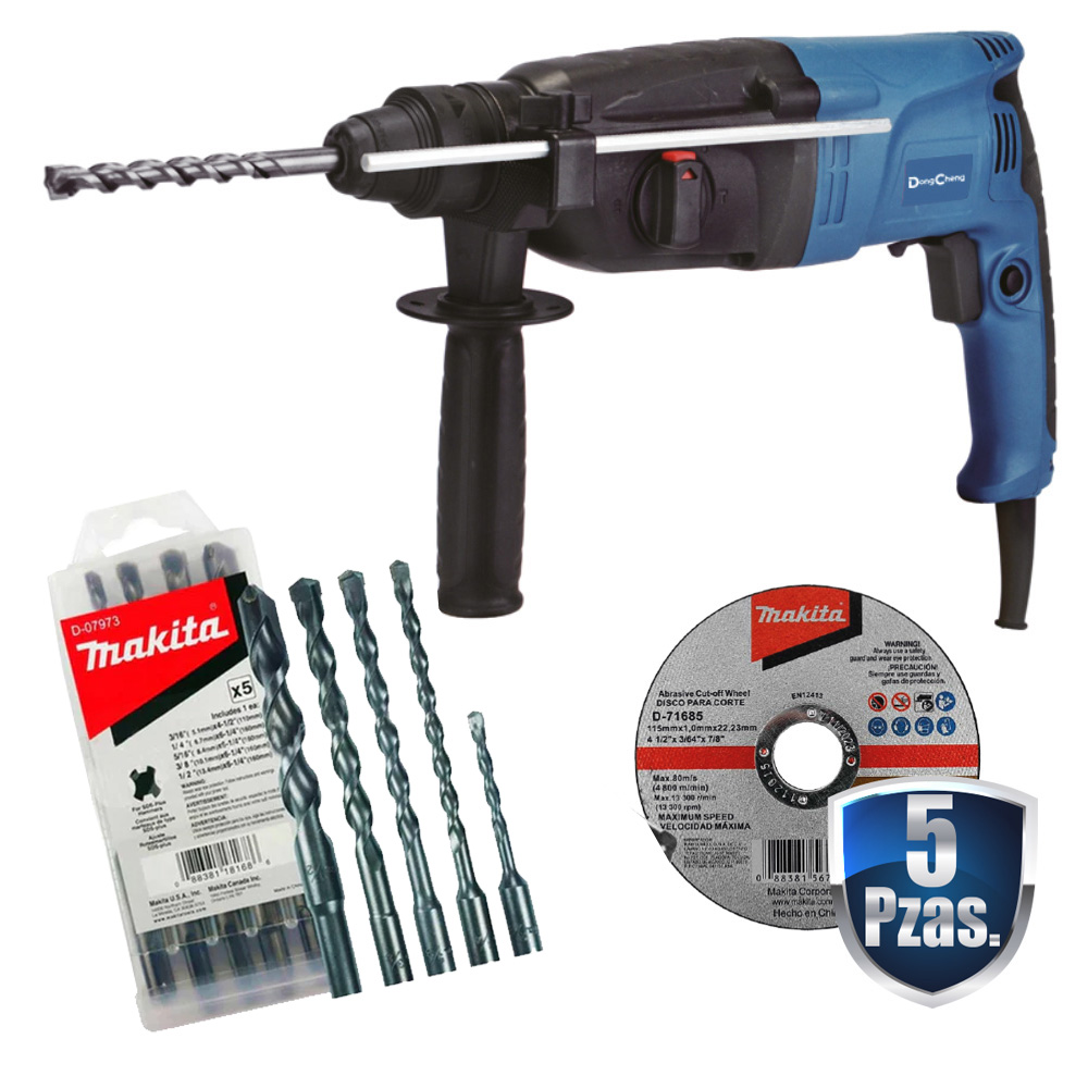[DCH-DZC05-26B+C02] COMBO ROTOMARTILLO SDS PLUS 1 800 WATTS 3 FUNCIONES V.V.C/ESTUCHE+JGO DE BROCAS SDS Y 5 DISCOS MAKITA