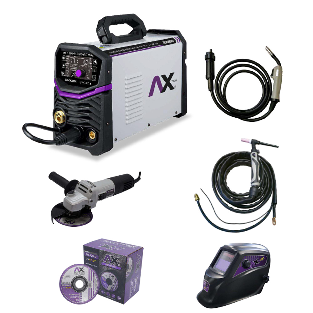 [AXT-EM204BV-C2] COMBO SOLDADORA INVERSOR MIG/MAG, 200 AMP+ANTORCHA TIG+CARETA+MINI+50 DISCOS CORTE+ROLLO MICROALAMBRE 5KG