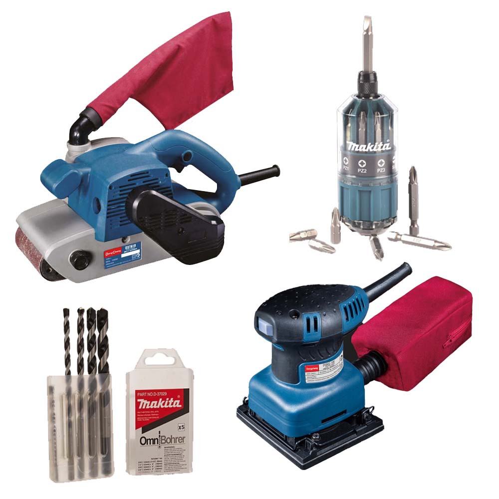 [DCH-DST610+C02] COMBO DUO LIJADORA D/BANDA DE 4x24 1200 W C/BOLSA+LIJADORA ORBITAL 1/4 HOJA 200 WATTS 14000 RPM+2 ACCS MAKITA