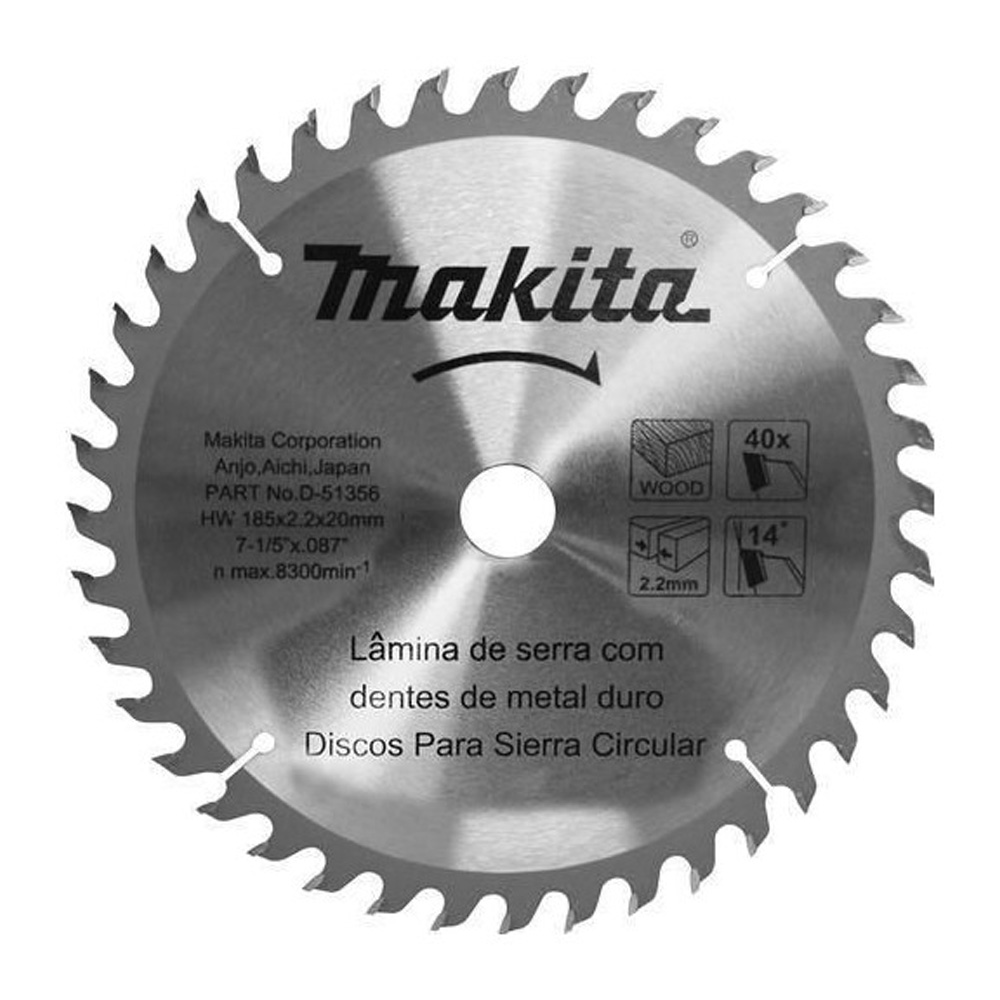 [MAA-D-51356] DISCO C/PASTILLAS DE CARBURO P/SIERRA CIRCULAR DE 7-1/4" X 3/4 X 40 DIENTES P/MADERA C/REDUCTOR 5/8"