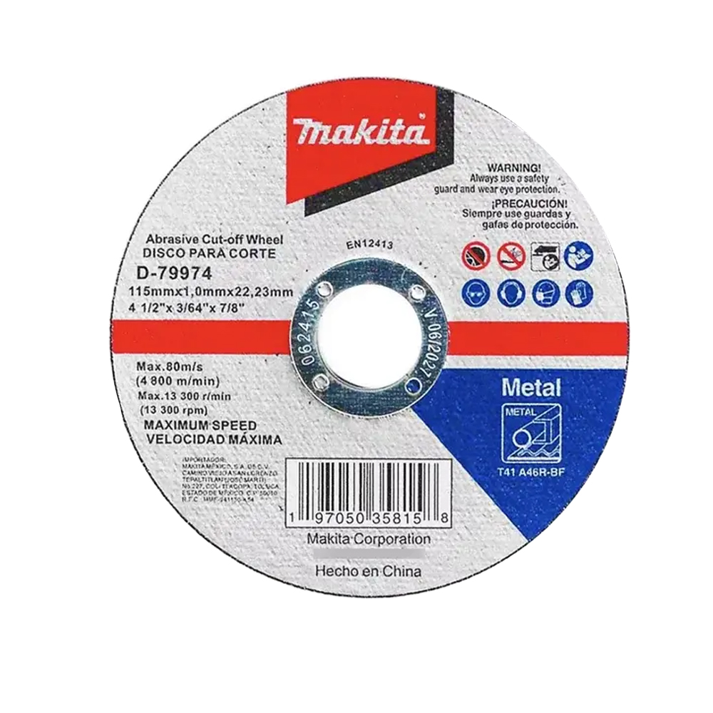 [MAA-D-79974] DISCO ABRASIVO P/CORTE DE ACERO 4 1/2X1.0MMX7/8 EXTRA LARGA VIDA (LINEA SUPER ECONOMICA)