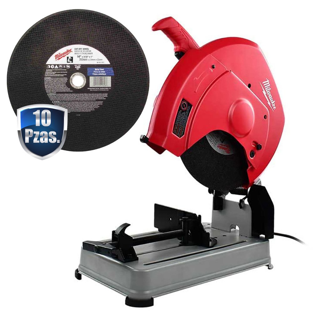 COMBO CORTADORA DE METALES 14 PULG 15 AMP 1,800 W+10 DISCOS DE CORTE 14 MILWAUKEE MIA-49-94-1405