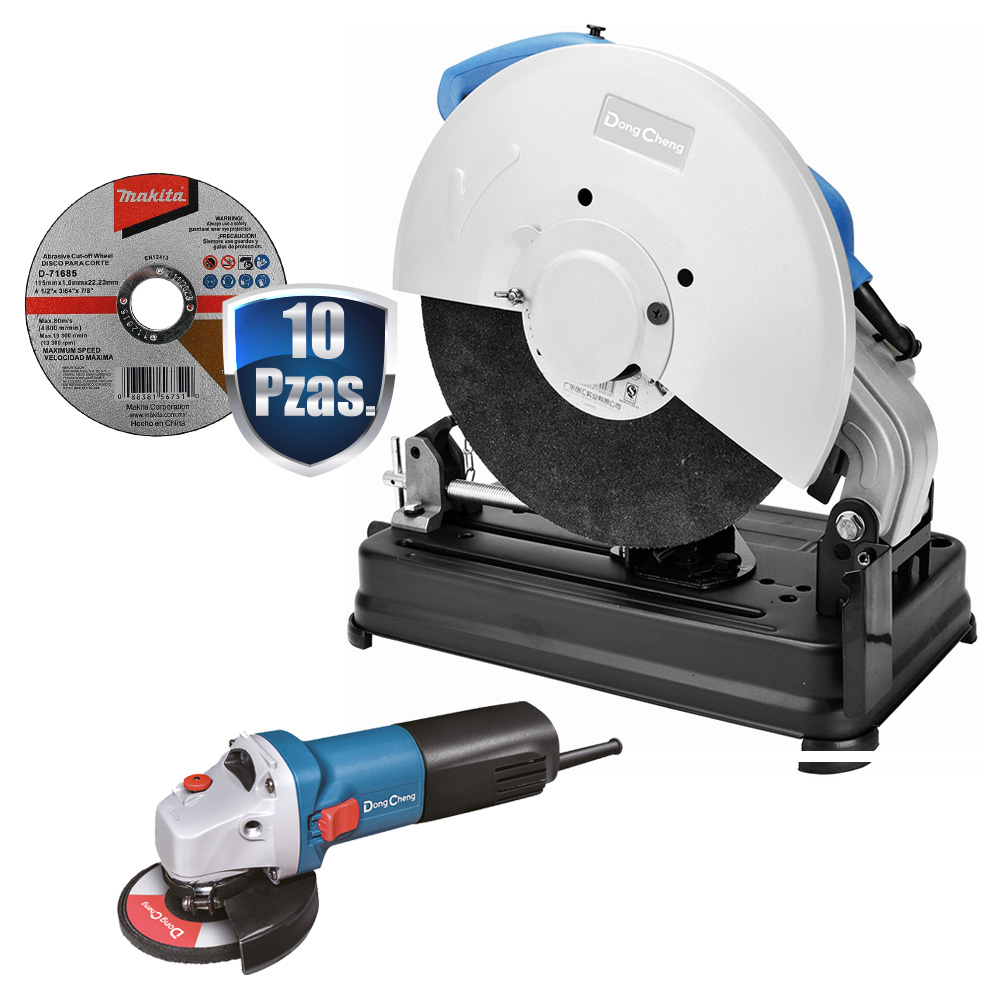 [DCH-DJG04-355S+C02] CORTADORA DE METALES 14 PULG 2200 WATTS+MINIESMERILADORA 41/2 DSM02-115+10 DISCOS CORTE 41/2 MAKITA