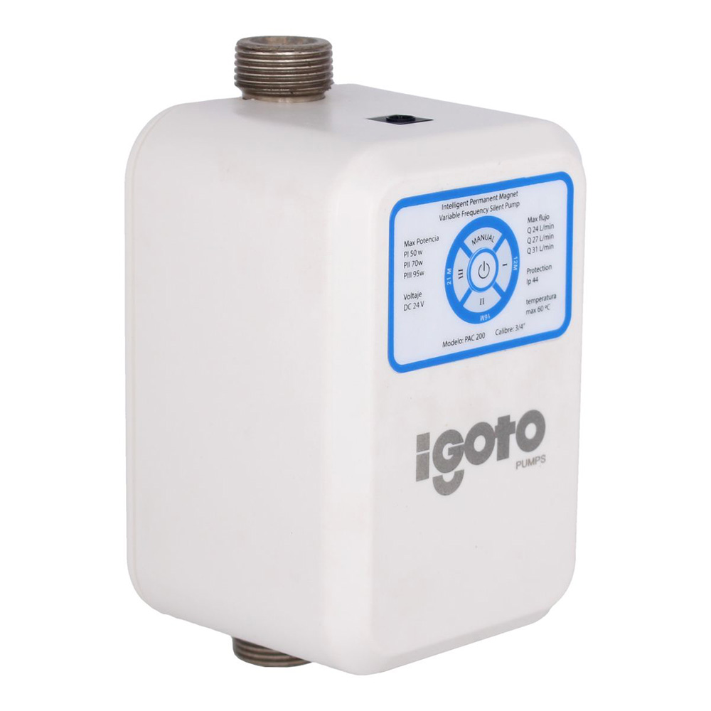 BOMBA PRESURIZADORA DE 1/8 HP 95 W PARA 3 SERVICIOS ALT. 21 MTS TECNOLOGIA INVERTER BIVOLTAJE CAUDAL MAX 31 L/M