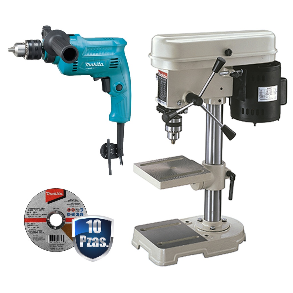 [MAK-TB131+C01] COMBO TALADRO DE BANCO C/BROQUERO 1/2 780 W VEL. VAR. +ROTOMARTILLO DE 1/2 570 WATTS+10 DISCOS MAKITA D-71685
