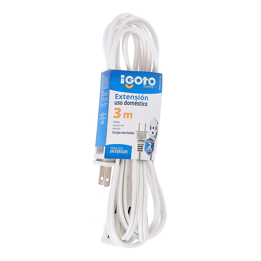 [AXO-ED13-3B] EXTENSION DOMESTICA DE 3 MTS CALIBRE 16 AWG COLOR BLANCA MATERIAL ALU-COBRE C/3 ENTRADAS