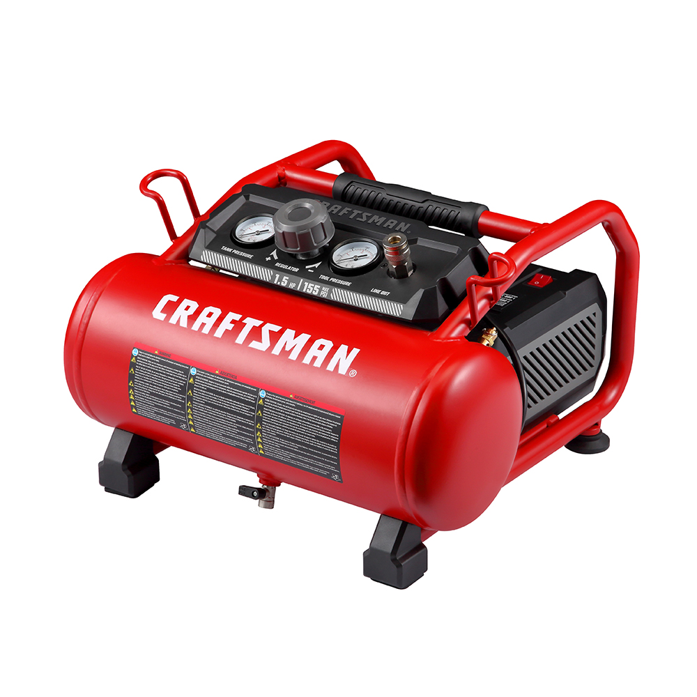 COMPRESOR DE AIRE DE 1.5 HP 3 GAL. 11 LTR 125-155 PSI CFM HASTA 3.7 TIPO HOT DOG DE 120 V LIBRE DE ACEITE