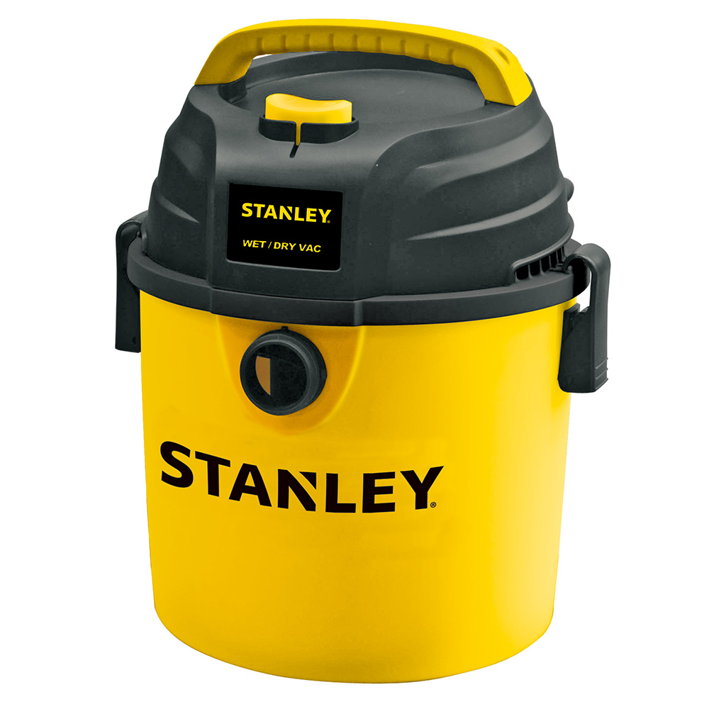 ASPIRADORA DE 3HP DE 2.5 GALONES 9 LTS PARA SECO/MOJADO MARCA STANLEY 80 CFM CABLE DE 1.8 MTS C/6 ACCESORIOS