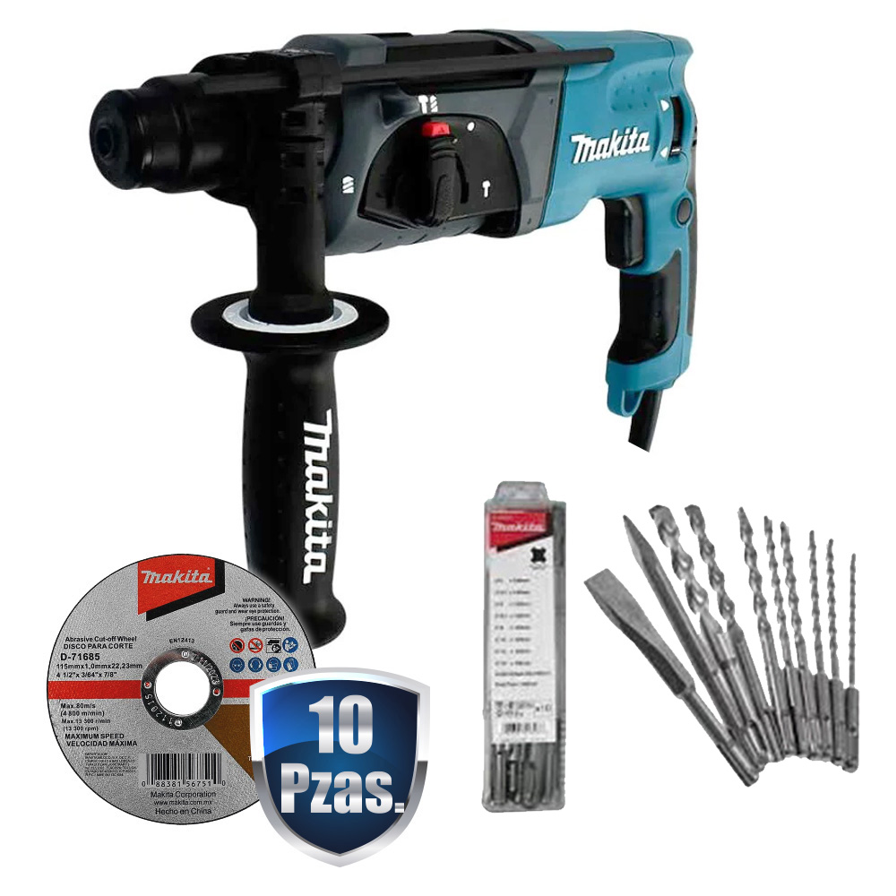 [MAK-HR2470+C05] ROTOMARTILLO SDS PLUS 15/16 850W 2.8 KG 3 FUNCIONES+KIT DE BROCAS Y CINCELES D45820+10 DISCOS DE CORTE D71685
