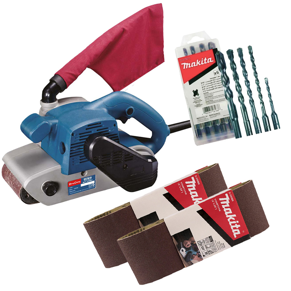 [DCH-DST610+C03] COMBO LIJADORA DE BANDA DE 4x24 1200W C/BOLSA+2 PAQ BANDAS DE LIJA 4X24 G 80+JGO DE BROCAS MAKITA MULTIP