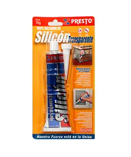 [PRE-4007] SILICON TRANSPARENTE PRESTO 100% TUBO DE 70 GR