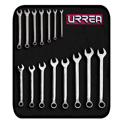 [URR-1200FM] JUEGO DE 15 LLAVES COMBINADAS METRICAS EN ESTUCHE.