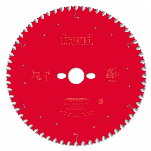 [BOA-F03FS09780] DISCO C/PASTILLAS DE CARBURO FREUD 10 X 60 DPP X 5/8 P/MADERA ACABADO FINO (MOD. DIABLO D1060X)