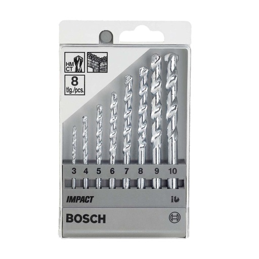 [BOA-2608590091] KIT DE 8 BROCAS PARA CONCRETO CYL DE 3-4-5-6-7-8-9-10MM