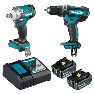 [MAK-DLX2500T] COMBO ROTOMARTILLO DE 1/2 18V + LLAVE DE IMPACTO DE 1/2 18V CON DOS BATERIA 5AMP Y CARGADOR